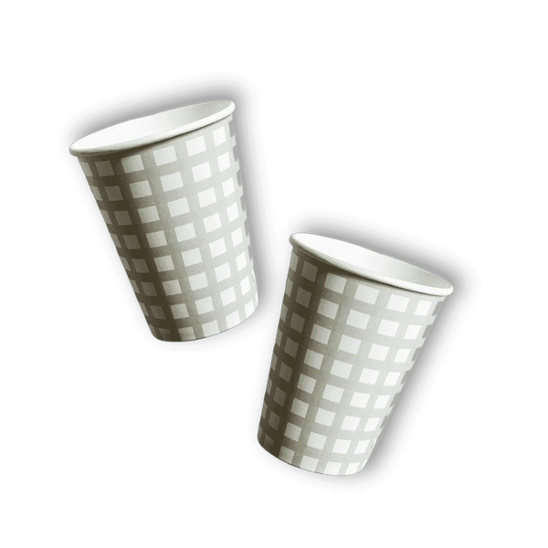 Green Gingham Cups (12pcs)