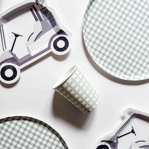 Green Gingham Cups (12pcs)