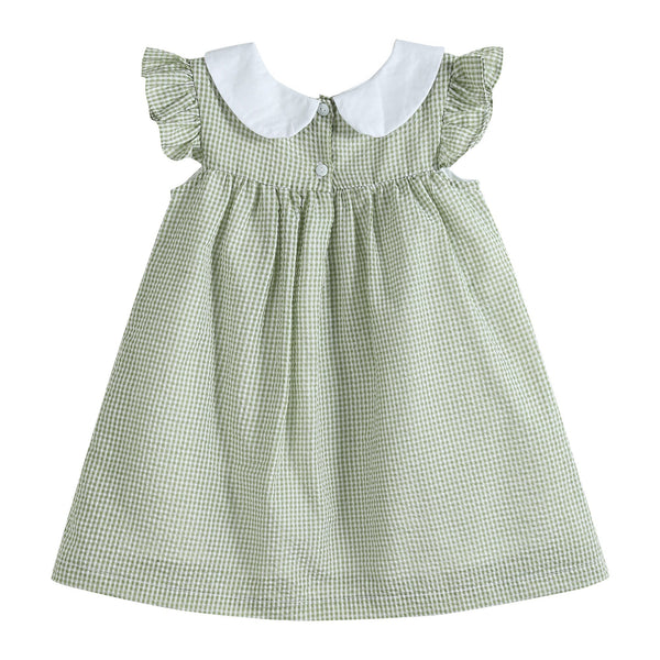 Green Gingham Pumpkin Peter Pan Collar Dress