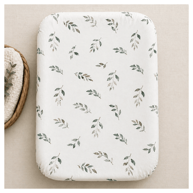 Green Leaves Bamboo Changing Pad Cover | Bassinet & Lounger Cover