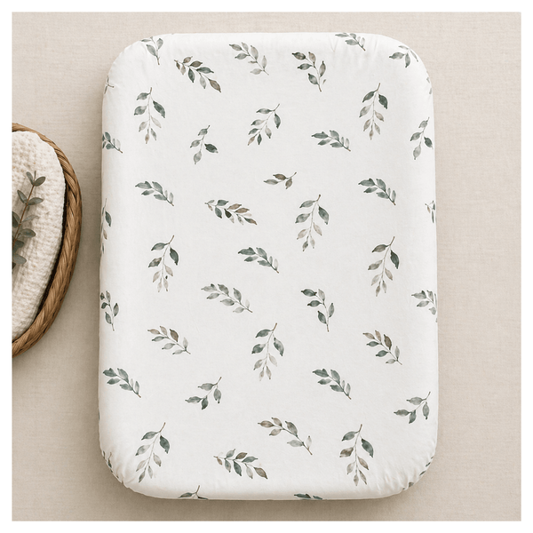 Green Leaves Bamboo Changing Pad Cover | Bassinet & Lounger Cover