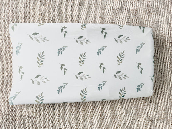 Green Leaves Bamboo Changing Pad Cover | Bassinet & Lounger Cover