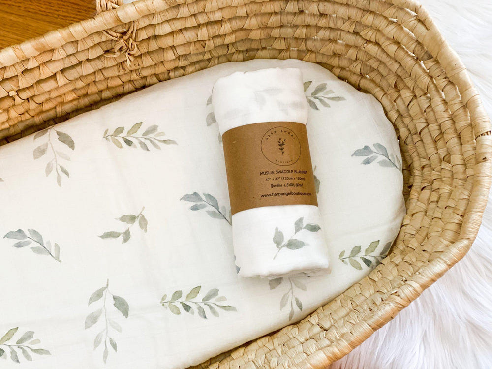 Green Leaves Muslin Swaddle Blanket