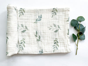 Green Leaves Muslin Swaddle Blanket