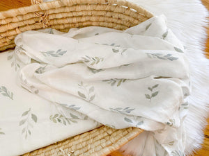 Green Leaves Muslin Swaddle Blanket