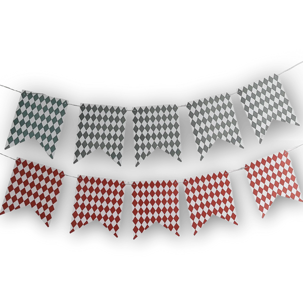Green & Orange Bavarian Checkered Flag Banners (2)