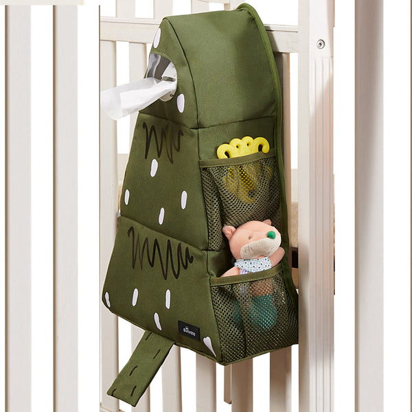 Cozy Buddy Crib Organizer in angle view, perfect for keeping baby essentials tidy and accessible in the nursery.