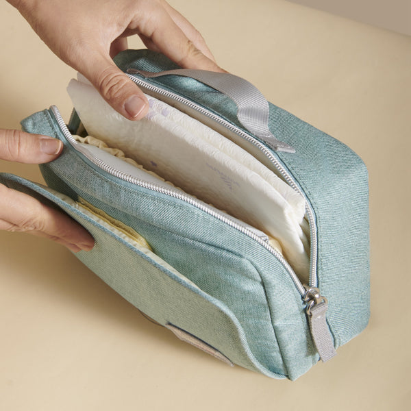 Stylish diaper changing bag at a 15-degree angle, perfect for on-the-go parents.