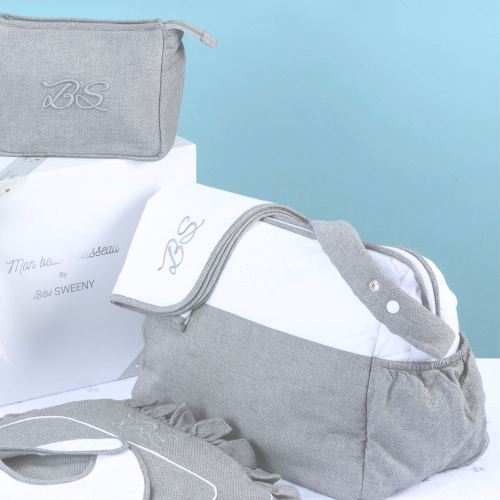 MON BEAU TROUSSEAU | Boys White & Grey Changing Bag