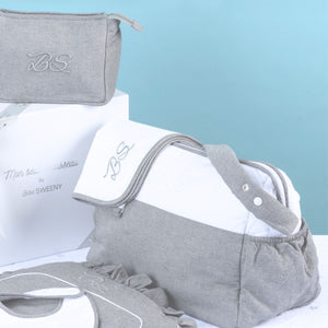 MON BEAU TROUSSEAU | Boys White & Grey Changing Bag