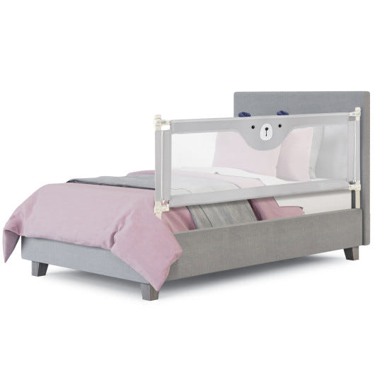 Vertical lifting baby bedrail guard with double safety child lock for secure sleep. Ideal for toddlers transitioning to beds.