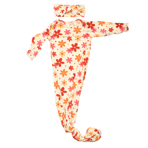 70s Groovy Flower Knotted Newborn Gown