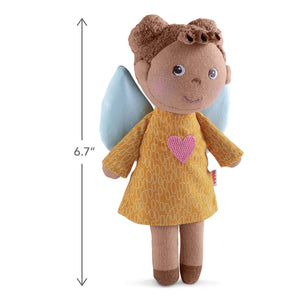 Guardian Angel Mini Doll Nora in plush fabric, perfect for cuddly comfort and companionship for babies.