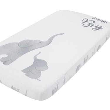 Elephant Tribe Grey and White 100% Cotton Photo Op Fitted Crib Sheet