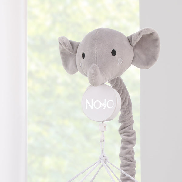 Plush Elephant Gray and White Puffy Clouds Musical Mobile