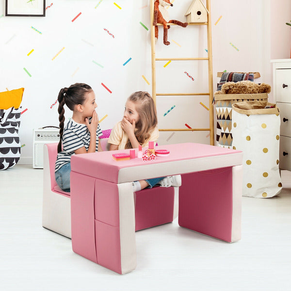 Multi-functional kids sofa table chair set in playful design, perfect for small spaces and imaginative play.