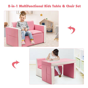 Multi-functional kids sofa table chair set in playful design, perfect for children's rooms and play areas.