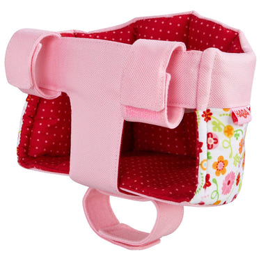 Soft Doll's Bike Seat in Flower Meadow design, perfect accessory for imaginative play and adventures.