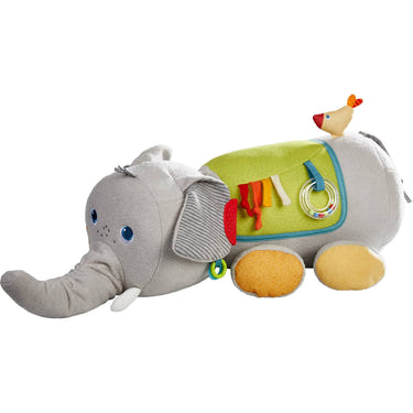 Soft Elephant Discovery Pillow for babies, perfect for nursery decor and comfort.