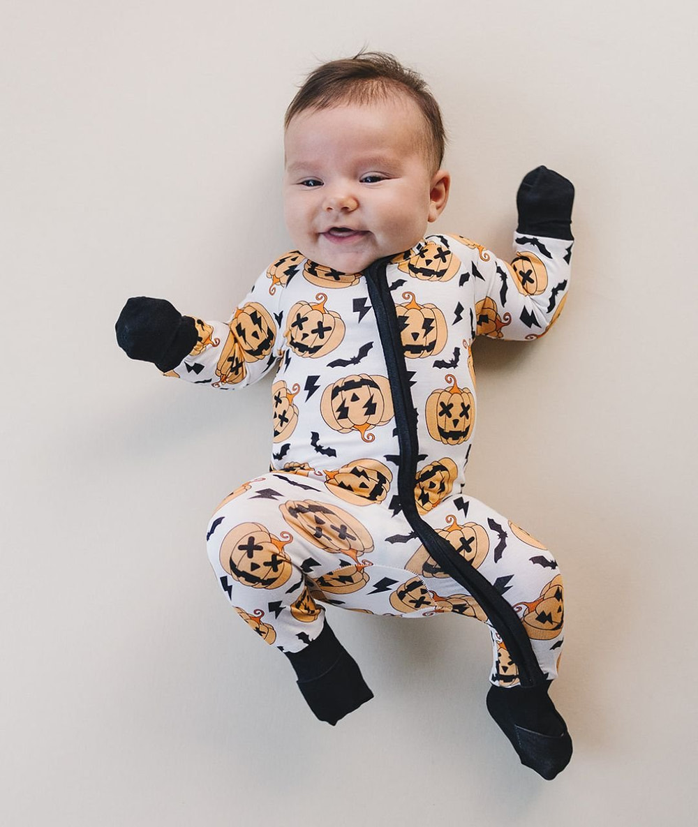 Halloween Bamboo Zip Romper | Black - MOOGCO Baby