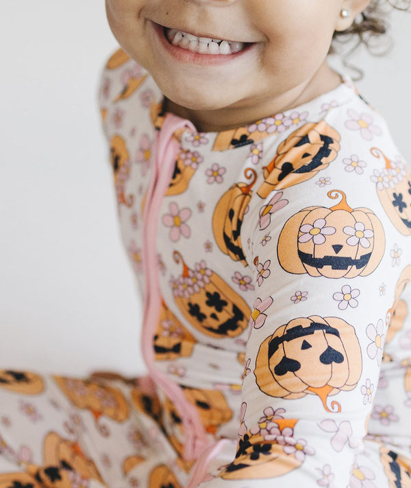 Halloween Bamboo Zip Romper | Pink