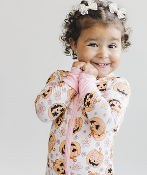 Halloween Bamboo Zip Romper | Pink