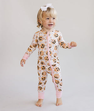 Halloween Bamboo Zip Romper | Pink