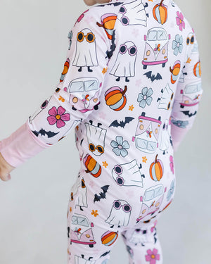 Bamboo Zip Romper | Retro Ghost - MOOGCO Baby