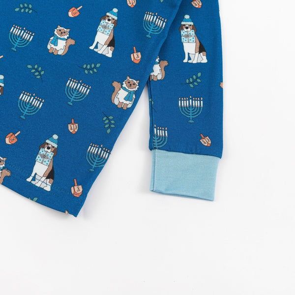 Hanukkah Pets (Long Sleeve PJ) - Blue
