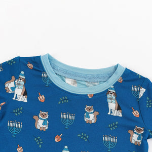Hanukkah Pets (Long Sleeve PJ) - Blue