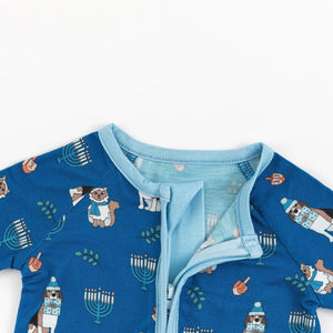 Hanukkah Pets (Convertible Zip Footies) - Blue