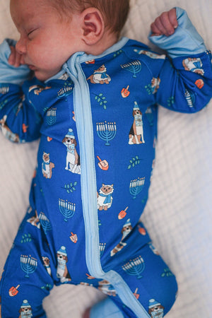 Hanukkah Pets (Convertible Zip Footies) - Blue