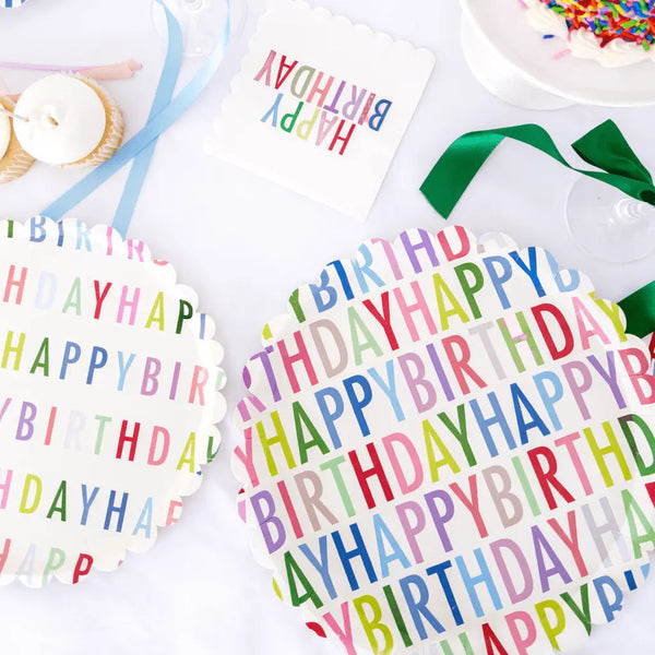 Happy Birthday Bright Scalloped Dinner Plate, 12pcs