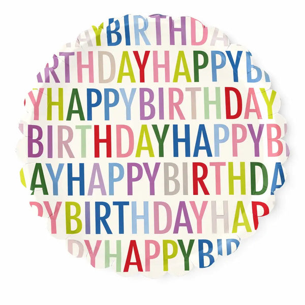 Happy Birthday Bright Scalloped Dinner Plate, 12pcs