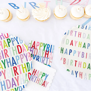 Happy Birthday Bright Scalloped Dinner Plate, 12pcs