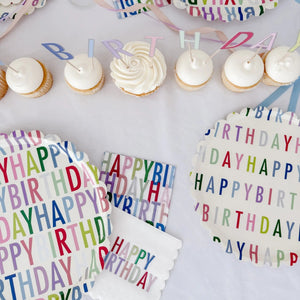 Happy Birthday Bright Scalloped Salad Plate, 12pcs