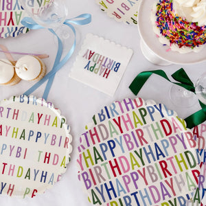 Happy Birthday Bright Scalloped Salad Plate, 12pcs