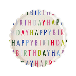 Happy Birthday Bright Scalloped Salad Plate, 12pcs