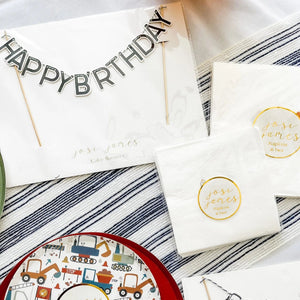 Happy Birthday Cake Banner Navy