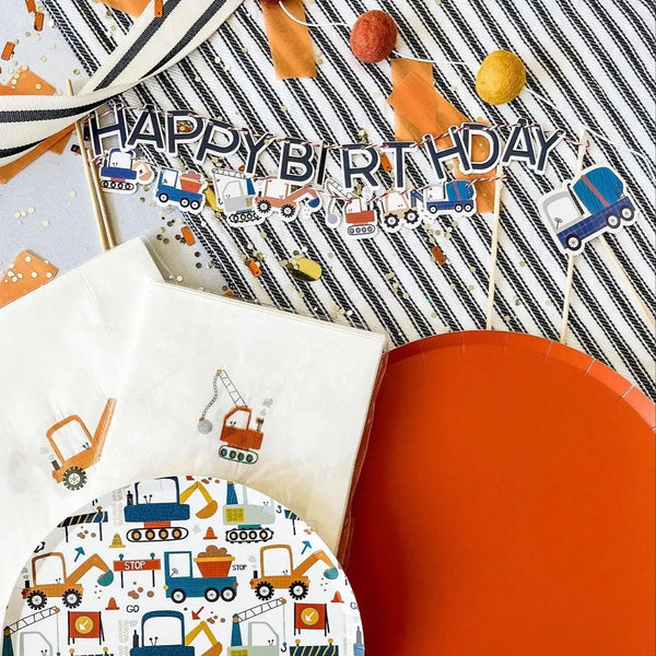 Happy Birthday Cake Banner Navy