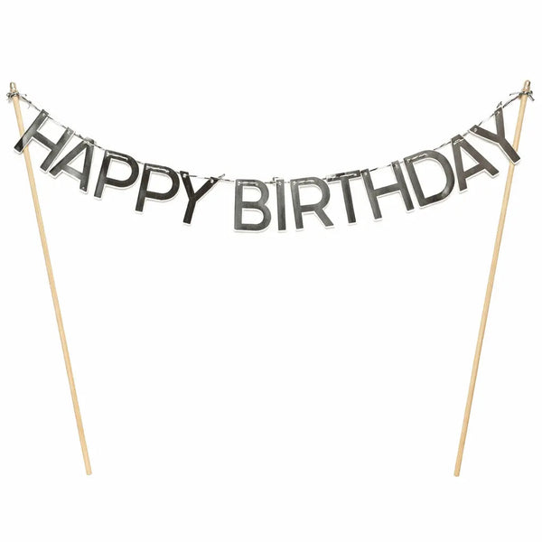 Happy Birthday Cake Banner Navy