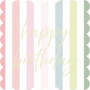 Happy Birthday Scalloped Striped Lunch Napkin, 40 Napkins