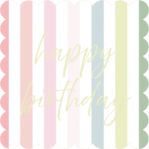 Happy Birthday Scalloped Striped Lunch Napkin, 40 Napkins