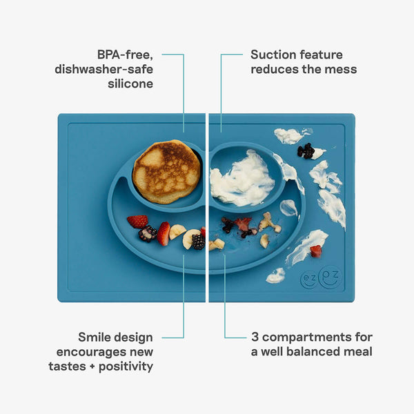 ezpz Happy Mat all-in-one placemat plate suctions to table