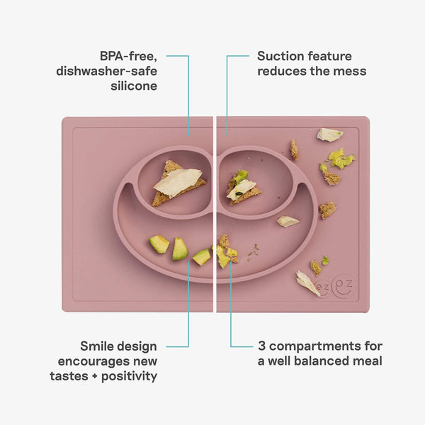 ezpz Happy Mat all-in-one placemat plate suctions to table