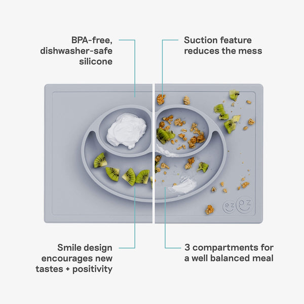 ezpz Happy Mat all-in-one placemat plate suctions to table