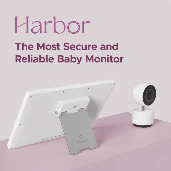 Harbor Baby Monitor with dedicated screen, angle view showcasing sleek design and user-friendly features.