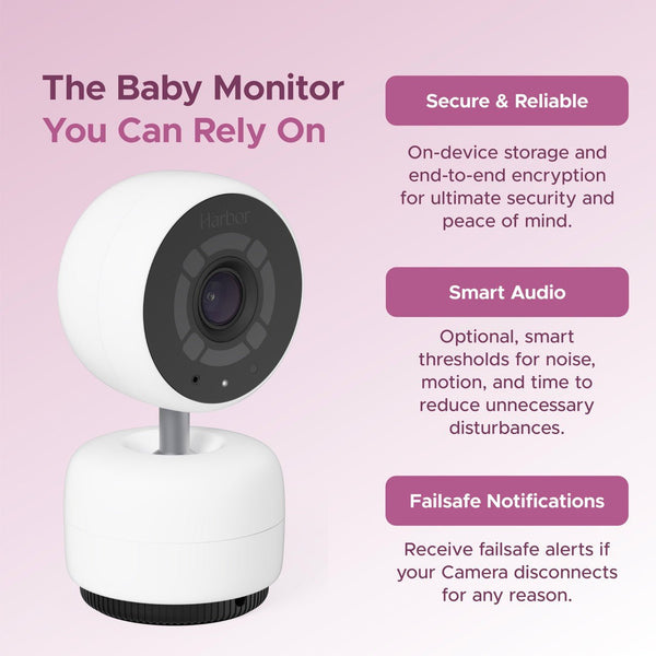 Harbor Baby Monitor with dedicated screen, showcasing sleek design and advanced features for baby monitoring.