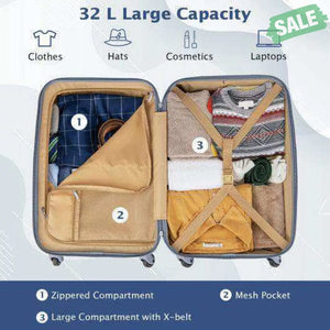 Hardside Luggage with Spinner Wheels with TSA Lock and Height Adjustable Handle-Pink Blue Kids Luggage