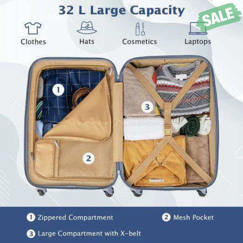 Hardside Luggage with Spinner Wheels with TSA Lock and Height Adjustable Handle-Pink Blue Kids Luggage